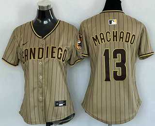 Womens San Diego Padres #13 Manny Machado Khaki Limited Cool Base Jersey